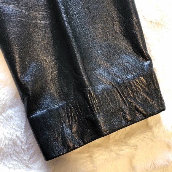 Classic black leather straight leg pants - Picture 4 of 7